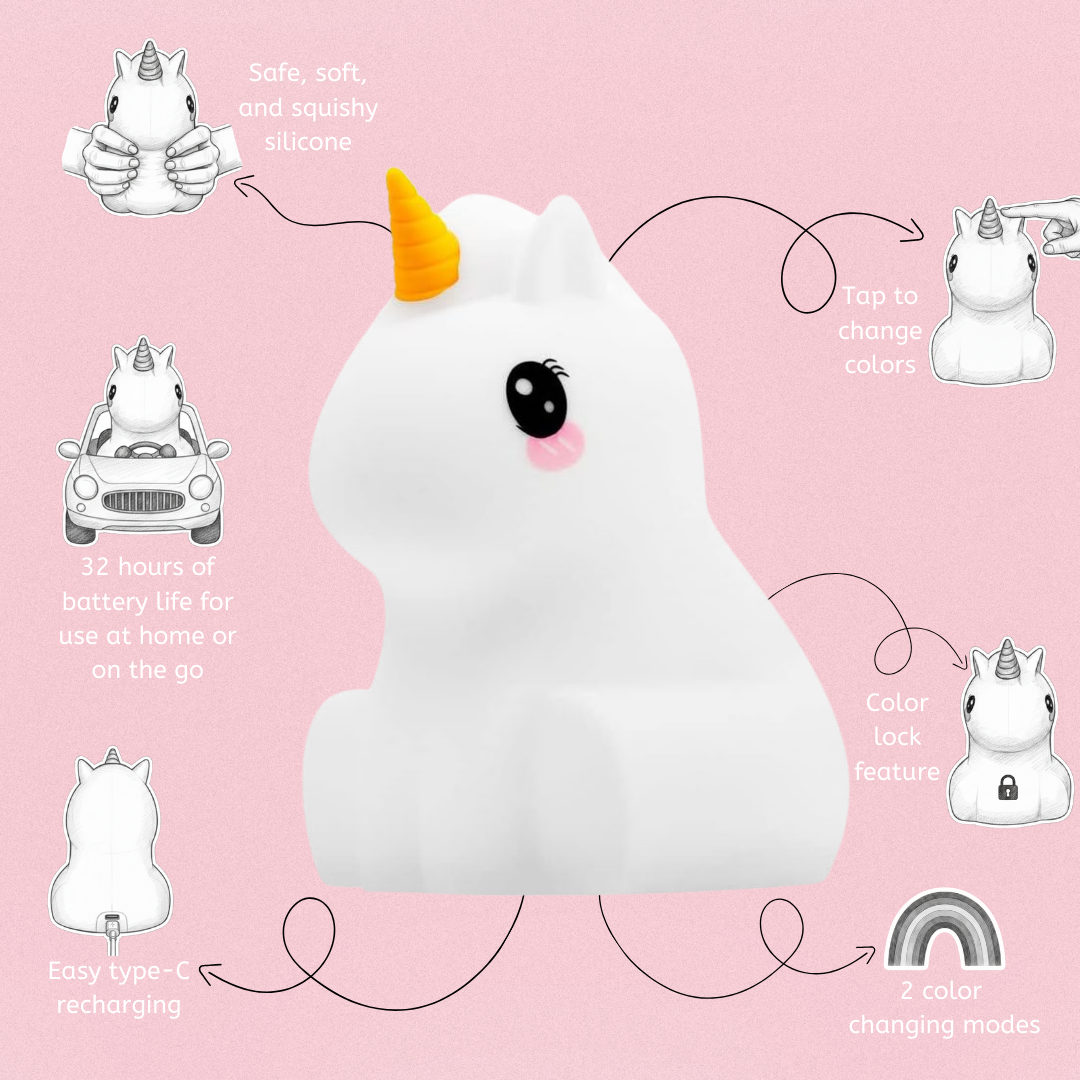 LumiPets® Junior Unicorn - Children's Nursery Touch Night Light